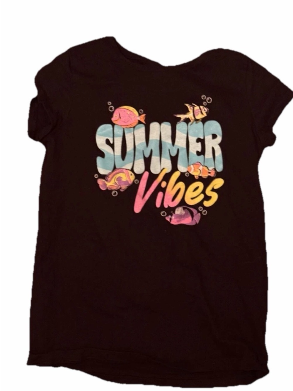 Black The Children's Place Summer Vibes Fish Tee Shirt‎ Size L 10-12